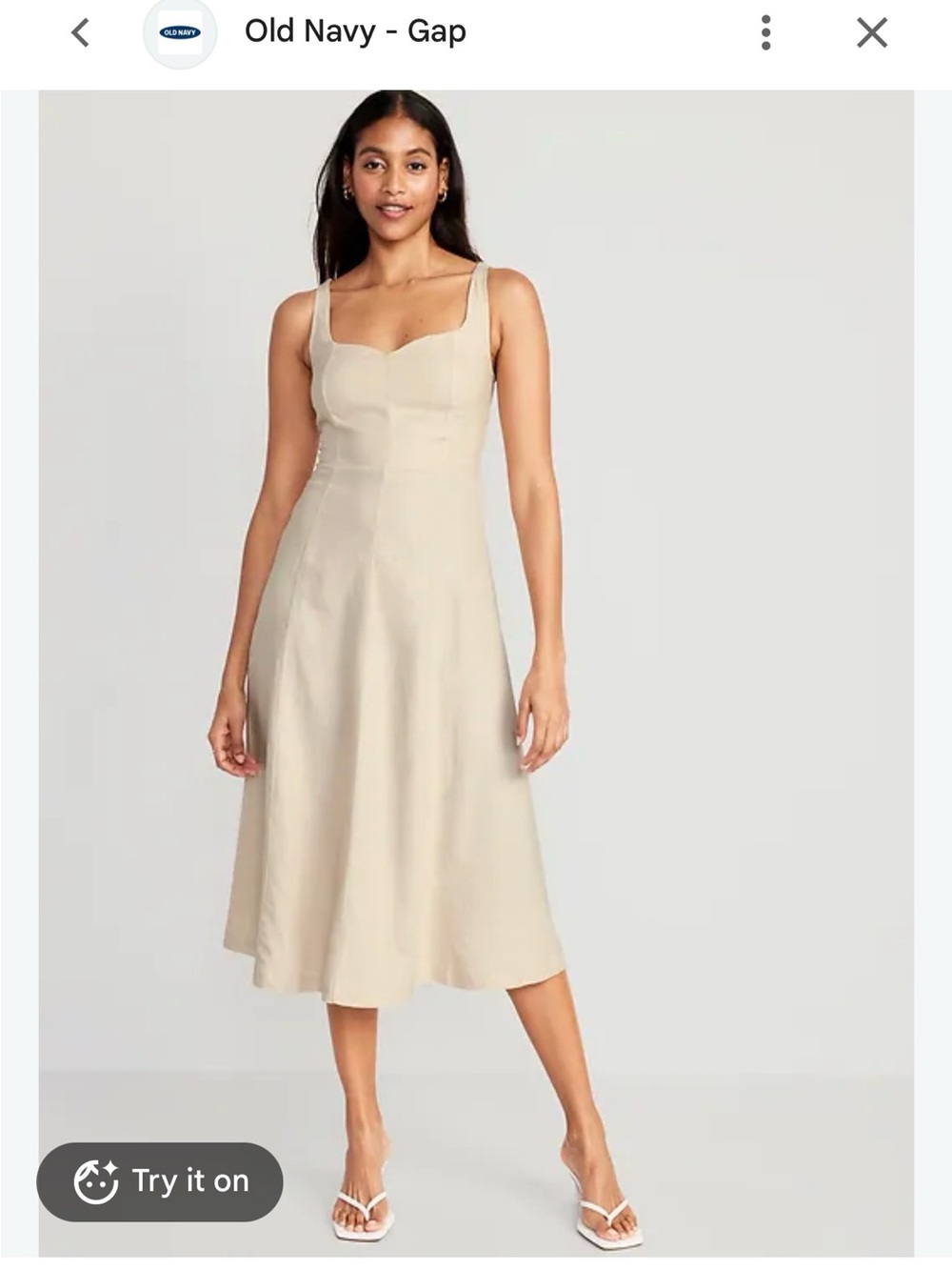Old Navy Sleeveless Fit & Flare Midi Dress in Beige